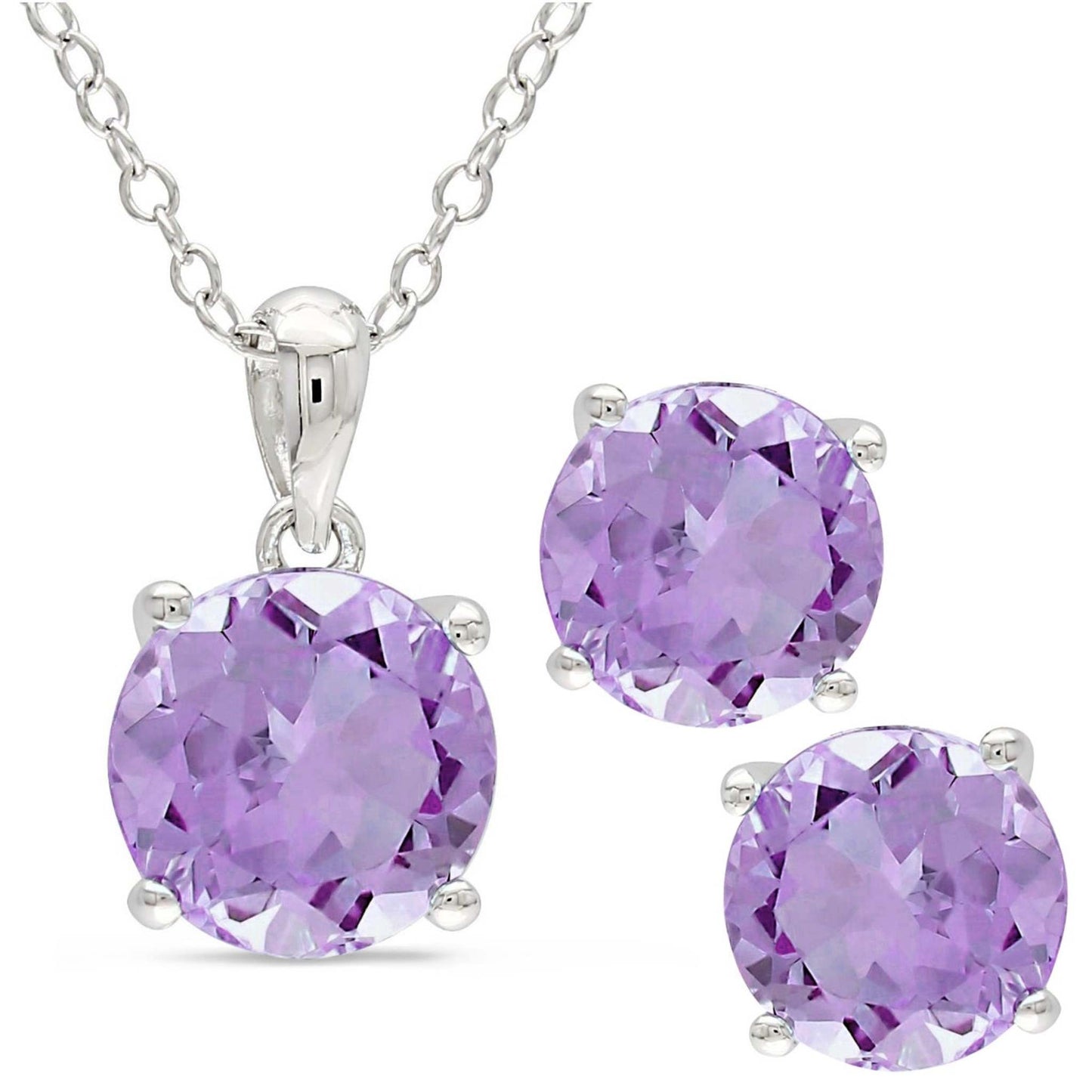 PURPLE AMETHYST EARRING AND NECKLACE SET