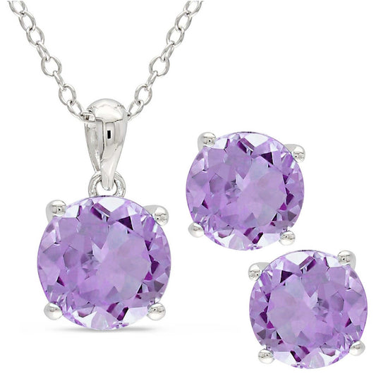PURPLE AMETHYST EARRING AND NECKLACE SET